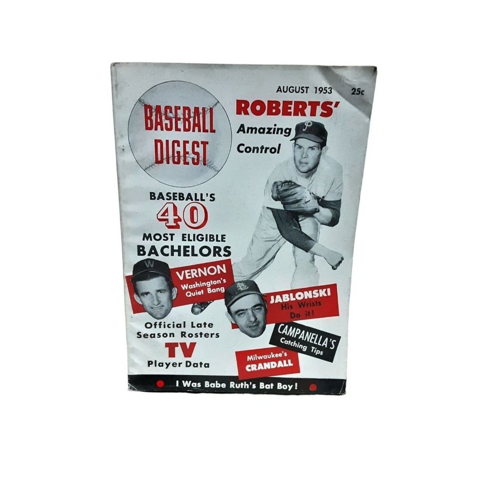 Baseball Digest August 1953 Robin Roberts Campanella Ruth magazine Phillies